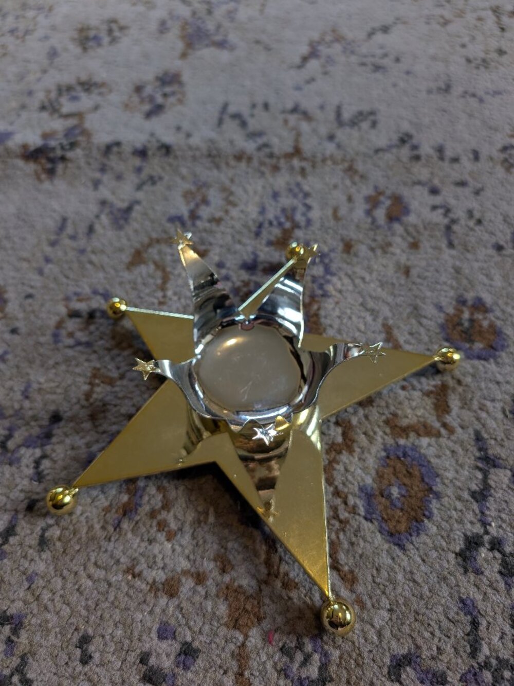 Vintage Dept. 56 Silver & Gold Tone Star Candle Holder Celestial MISSING CUP
